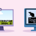 colourful vector art of two computer monitors, one with the togatus logo on it and the other with "Expression of Interest Key Contributor 2024...2!" written on it